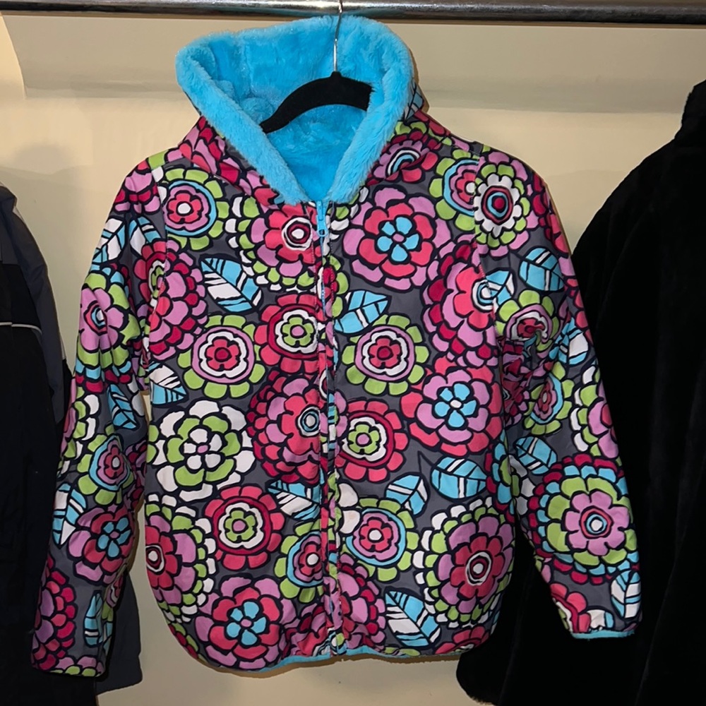 Hanna Andersson girls reversible fleece jacket